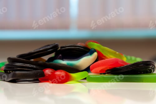 Preview: Colorful pile of candies close up food shot