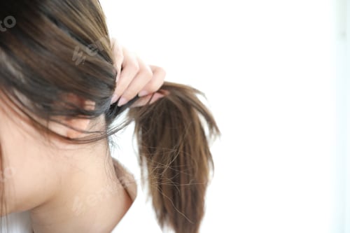 Preview: Portrait Japanese School Girl Dressing School Uniform In White Tone Bed Room