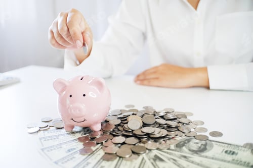 Preview: Saving Money in Piggy Bank with Coins