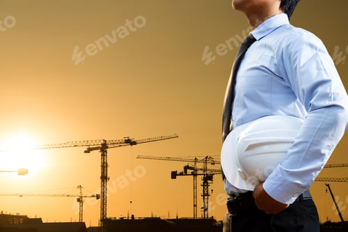 Preview: Construction Building Engineer Man With Sunset