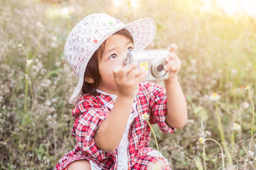 Preview: Little Girl Photographs Flower Outdoor