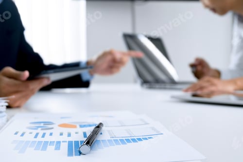 Preview: Business People Working Together And Using Digital Tablet At A Workplace, Selective Focus