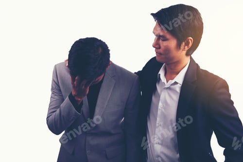 Preview: Two Businessmen Feeling Disappointed About Investment,One Man Consoling His Friend, Encouraging