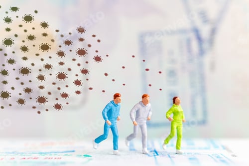 Preview: Miniature Model Runs Away From Coronavirus 2019-Ncov Flu Infection. Coronavirus Helath Crisis