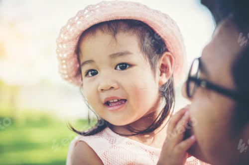 Preview: Little Girl Hugging Neck Of Her Daddy, Father Playing With Daughter Happy Family Time.
