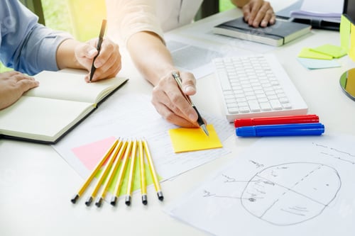 Preview: University / College Students Discussing Homework In Classroom, Education Concept.