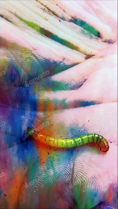 Preview: A Vertical Closeup Shot Of A Red Flat Bark Beetle Larva On A Colorful Background