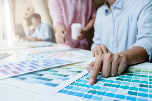 Preview: Designers Planning With New Project Of Pattern And Colors. Teamwork Concept