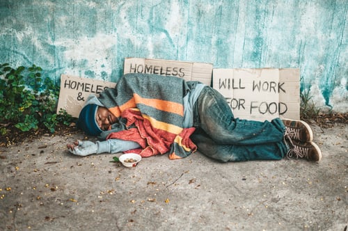 Preview: The Beggars Lay On Their Side Of The Street With Dirty Clothes.