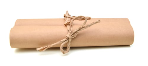 Preview: Graduation Diploma Scroll Tied With Brown Ribbon Isolated On White Background