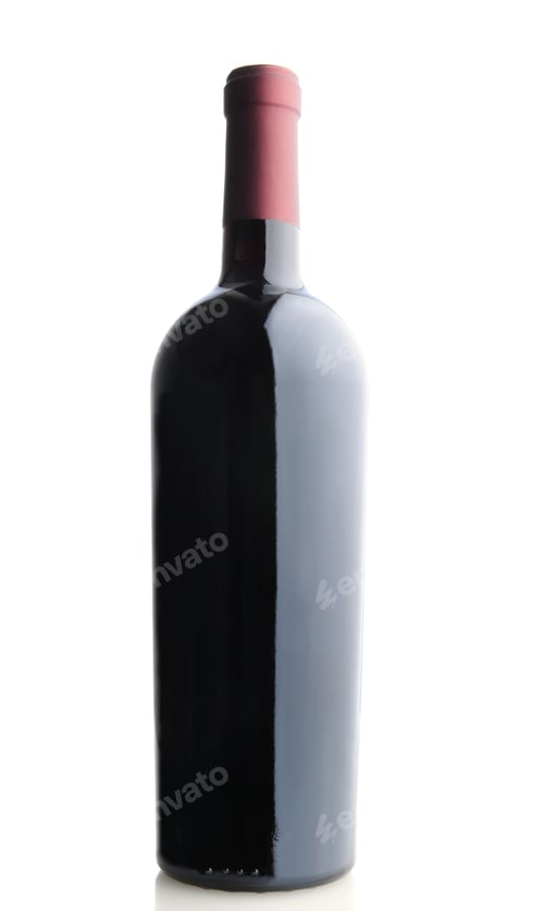 Preview: A Red Wine Bottle Without Label Over A White Background