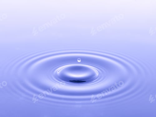 Preview: Close Up Image Of Single Water Drop Falling Into Blue Water
