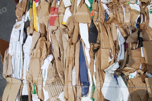 Preview: Closeup Of Recycling Cartons Against White Background