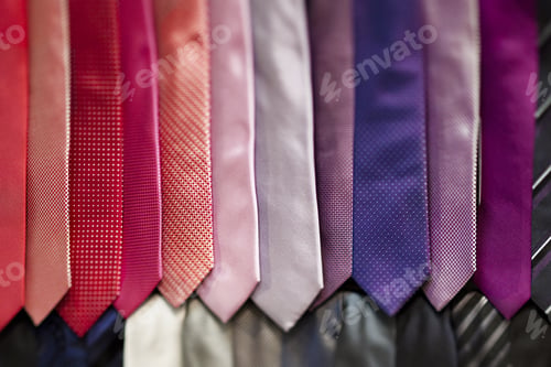 Preview: Colorful Men'S Ties Hanging In A Rainbow Of Pink And Purple Hues