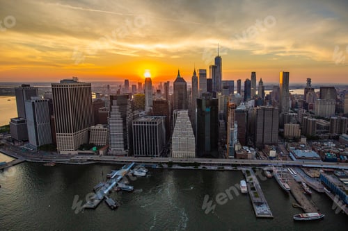 Preview: New York City At Sunset Aerial View