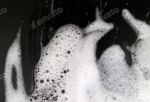 Preview: Soap Foam Shaving Cream Bubble Isolated On Black Background Top View Object Health Concept - Image