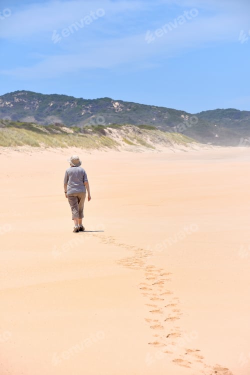 Preview: A Female On A Beach At Goukamma Near Knysna On The Garden Route In South Africa Walking In