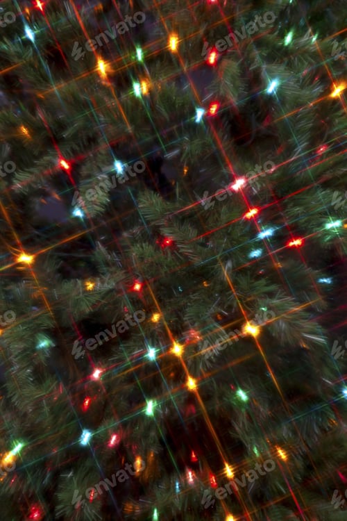 Preview: Full Frame Image Of A Christmas Tree With Cluster Of Colorful Christmas Lights.
