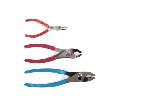 Preview: Hand Workshop Handyman Tools Colorful Pliers Overhead View Isolated On A White Background
