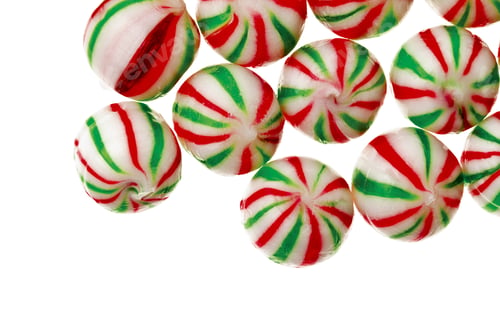 Preview: Close-Up Shot Of Colorful Hard Sugar Candies Over Plain White Surface.