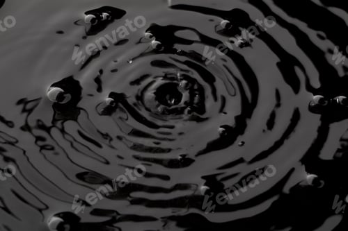 Preview: Close Up Water Droplet Affect The Surface, Forming Rings On The Surface And Making A Perfect