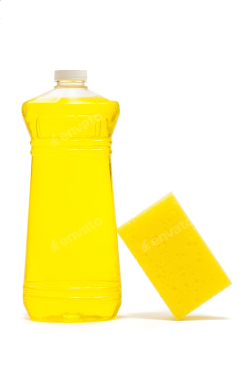 Preview: Cleaning Bottle And Scrub Sponge Isolated On White
