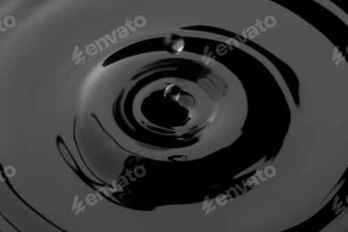 Preview: Close Up Water Droplet Affect The Surface, Forming Rings On The Surface And Making A Perfect
