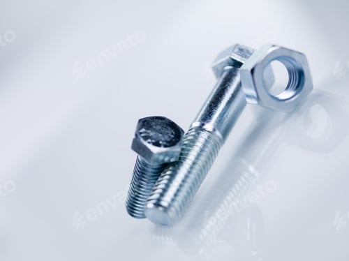 Preview: Nuts And Bolts On White Background
