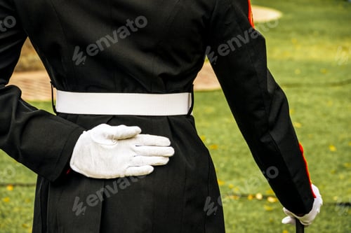 Preview: A Us Marine At Parade Rest During A Ceremony In Southern California.