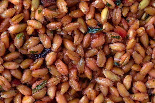 Preview: Closeup Of Cooked Farro With Beets And Spinach.