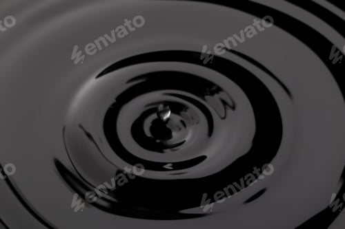 Preview: Close Up Water Droplet Affect The Surface, Forming Rings On The Surface And Making A Perfect