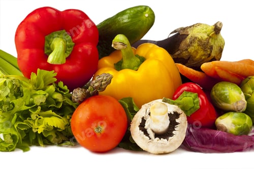 Preview: Fresh Vegetables Arranged On A White Background.