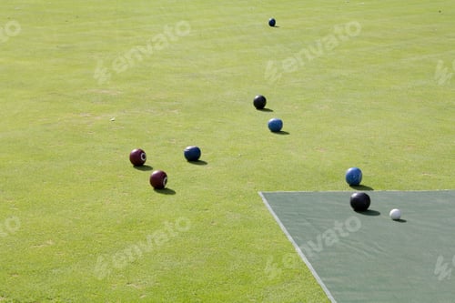 Preview: Lawn Bowling Or Bocci Balls On A Playing Green