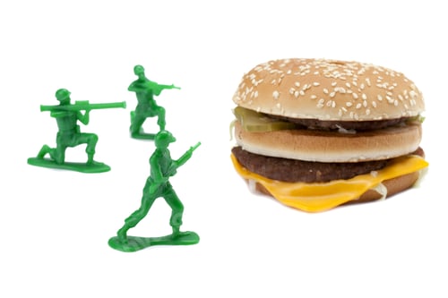 Preview: Soldiers Aiming Their Weapon At A Giant Hamburger Sandwich