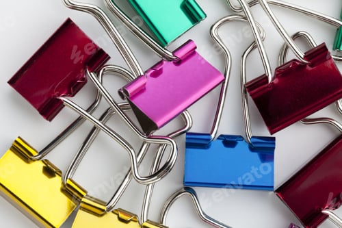 Preview: Image Of Colorful Clips On Gray Background