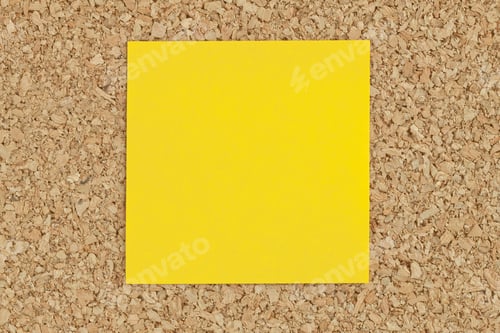 Preview: Yellow Note Paper Isolated On Cork Background