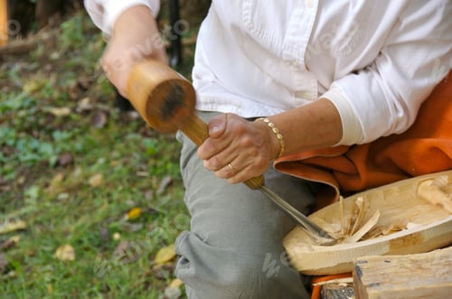 Preview: Wood Carver (Woman) Working On Wood Duck Decoy