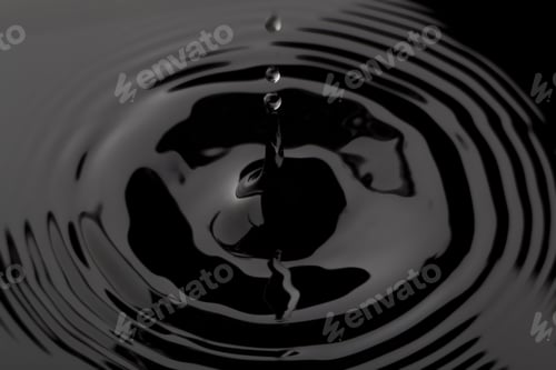 Preview: Close Up Water Droplet Affect The Surface, Forming Rings On The Surface And Making A Perfect