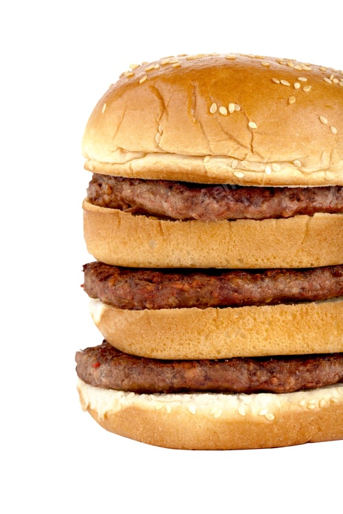 Preview: Cropped Image Of Big Hamburger Sandwich On A White Background