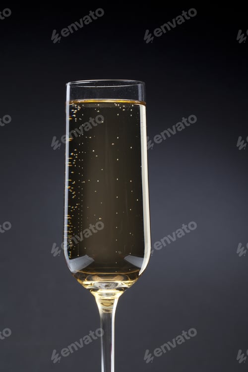 Preview: Champagne Glass Detail On Black Background