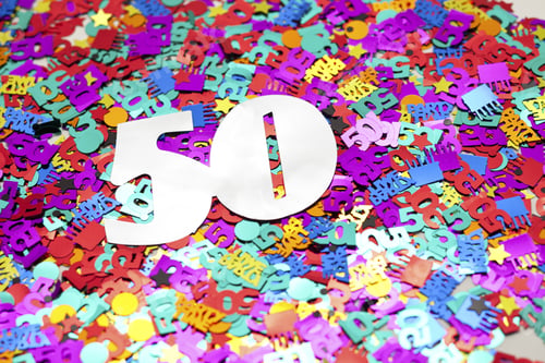 Preview: Confetti Background Featuring The Number 50 For 50Th Birthday