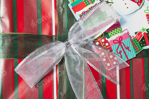 Preview: Christmas Wrap Gift Present Background Closeup Detail