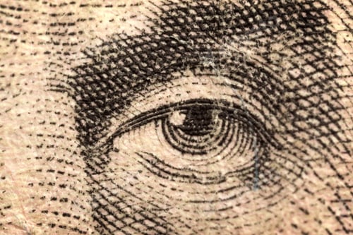 Preview: American Dollar Bill Eye Closeup With Lincoln'S Head Background