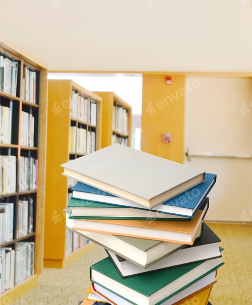 Preview: Library Setting With Books And Reading Material
