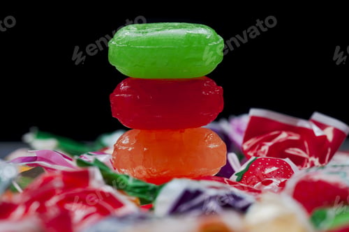 Preview: Close Up Image Of Stack Of Colorful Candies