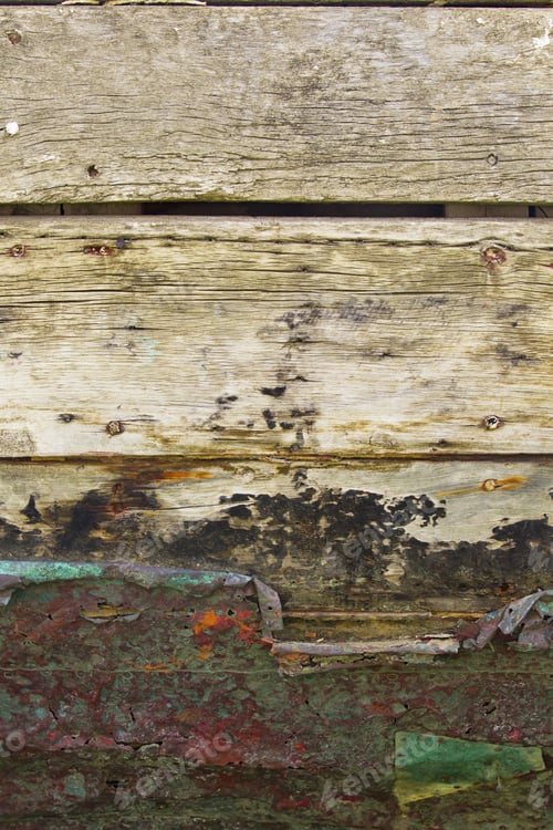 Preview: Detailed Shot Of A Rusty Metal Nailed On Wooden Log.