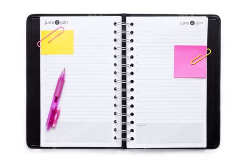 Preview: Stationery Notebook With Pink Ballpen And Adhesive Paper