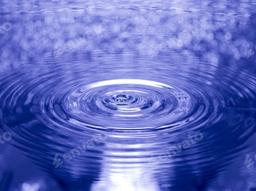 Preview: Close Up Water Droplet Affect The Surface, Forming Rings On The Surface And Making A Perfect