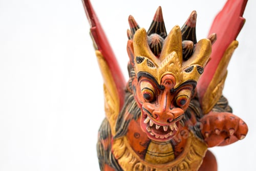 Preview: Wood Dragon Statue On A White Background