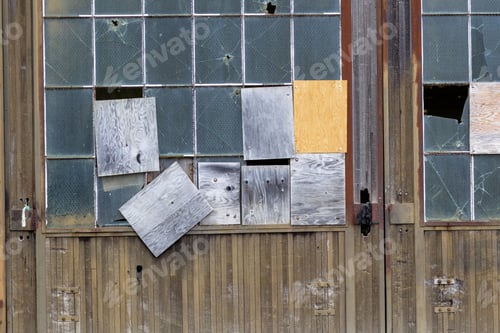 Preview: Broken Industrial Windows Wall Background